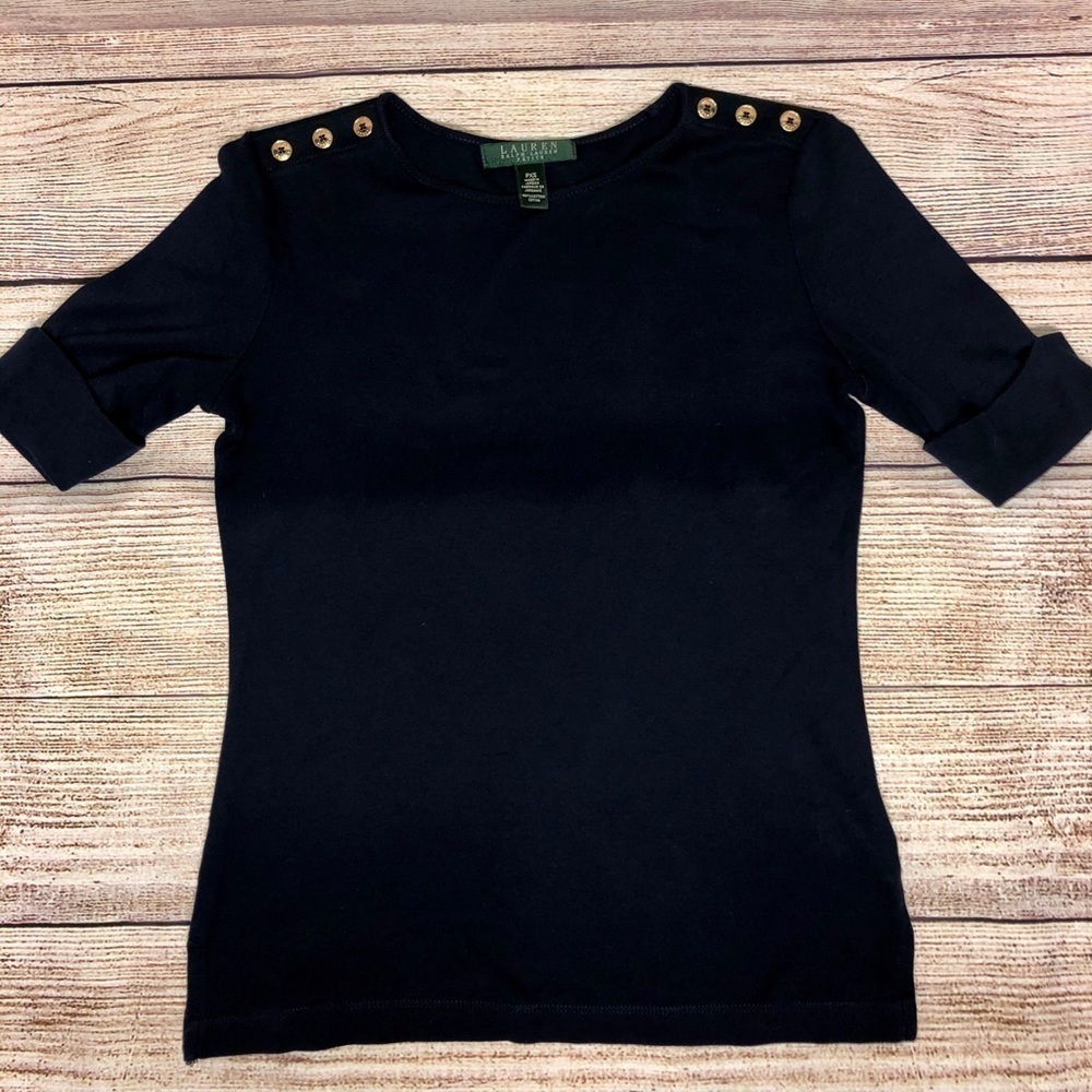 Ralph Lauren Navy Half Sleeve Top - Picture 2 of 9